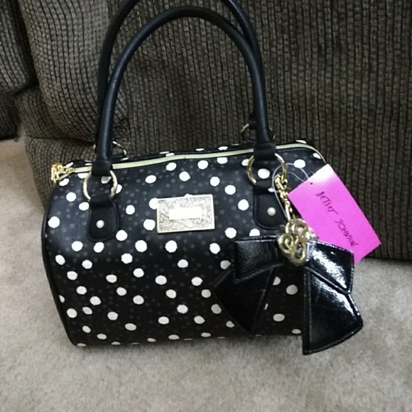 Betsey Johnson Handbags - ***Betsey Johnson black bag w white & gray